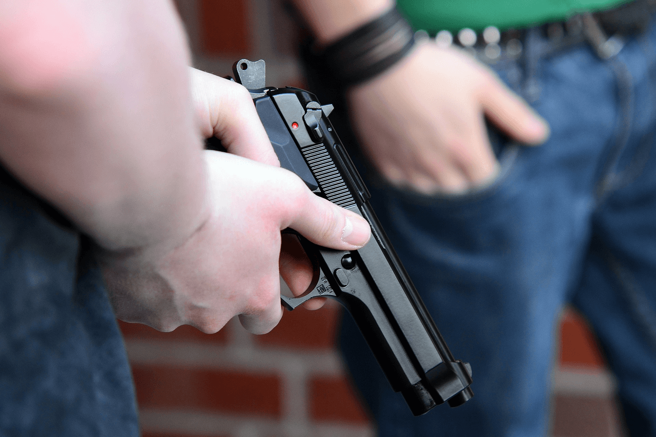 Gun at hip